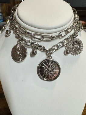 Silver Charm Bracelet Sun and Stars